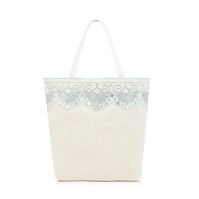 Natural embellished beach bag